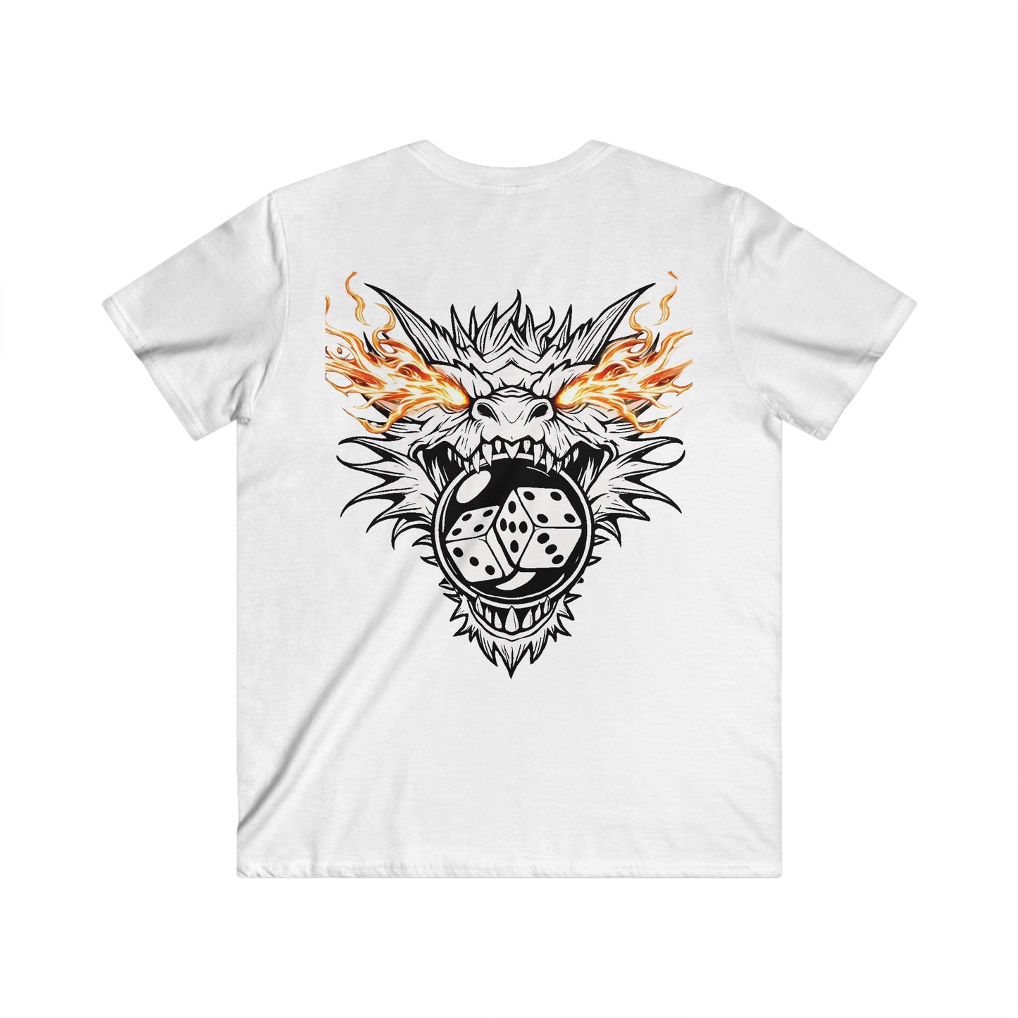Men's Fitted V-Neck Tee - Dragon Bubble Craps FRONT Graphic T-Shirt