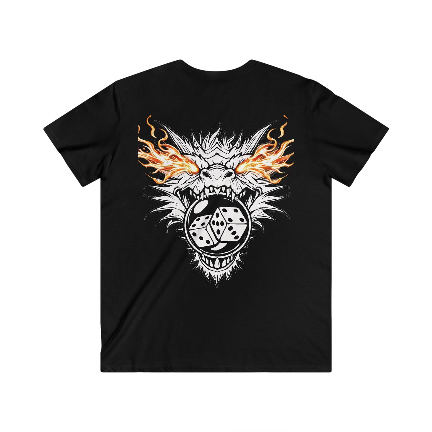 Men's Fitted V-Neck Tee - Dragon Bubble Craps FRONT Graphic T-Shirt