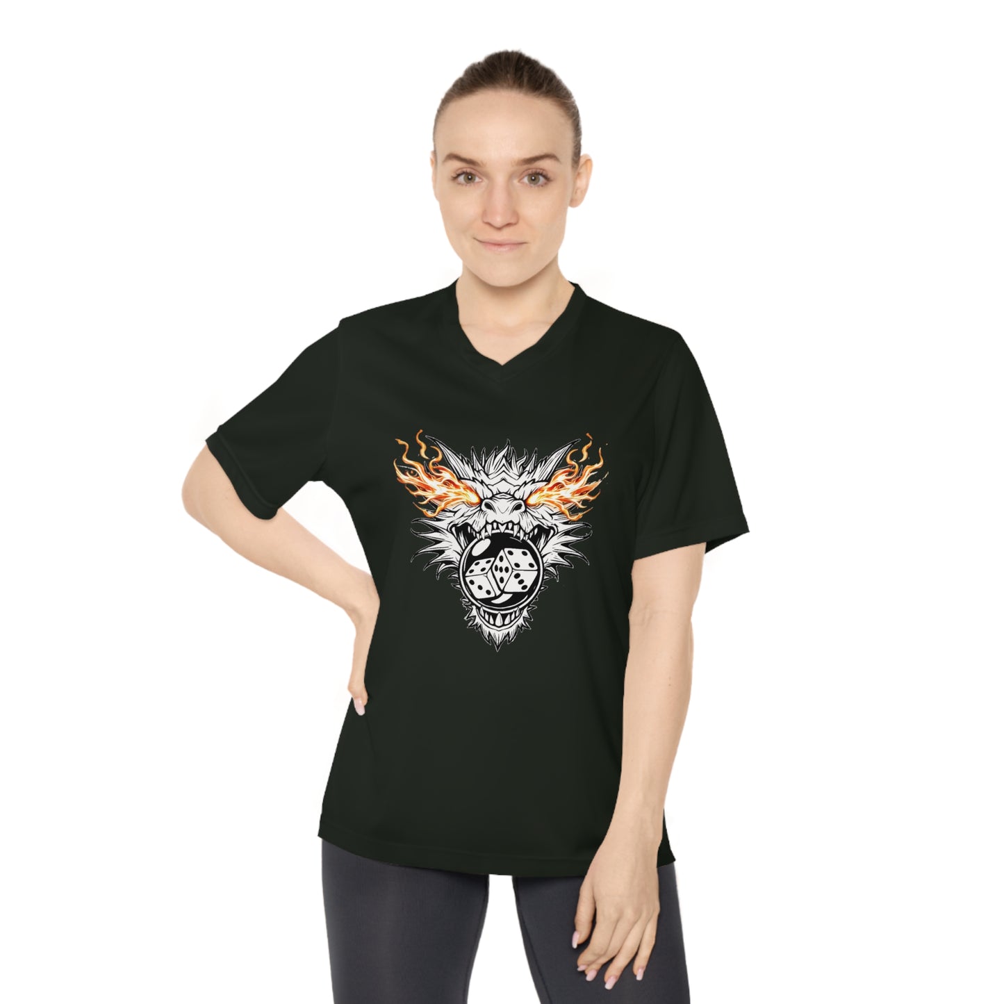 Dragon Bubble Craps Women's Performance V-Neck T-Shirt - Fun & Bold Activewear