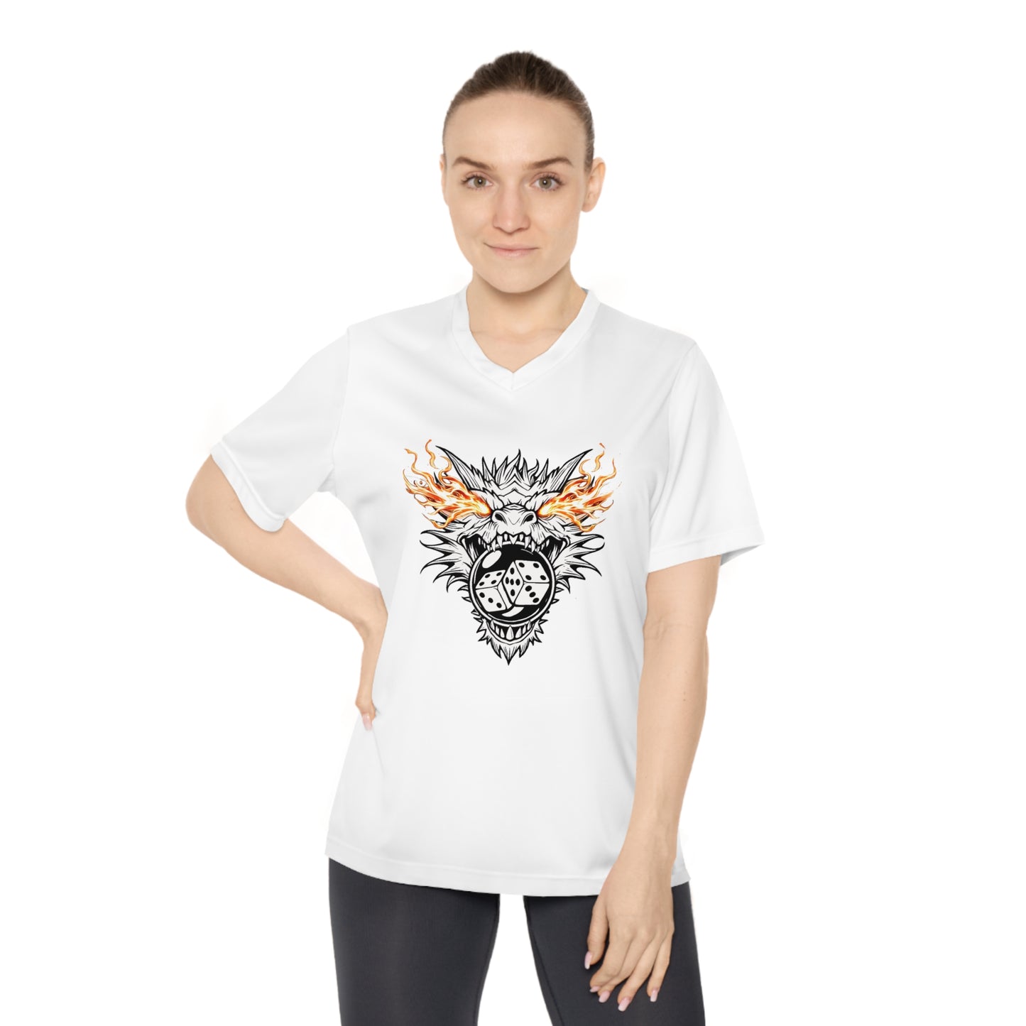 Dragon Bubble Craps Women's Performance V-Neck T-Shirt - Fun & Bold Activewear