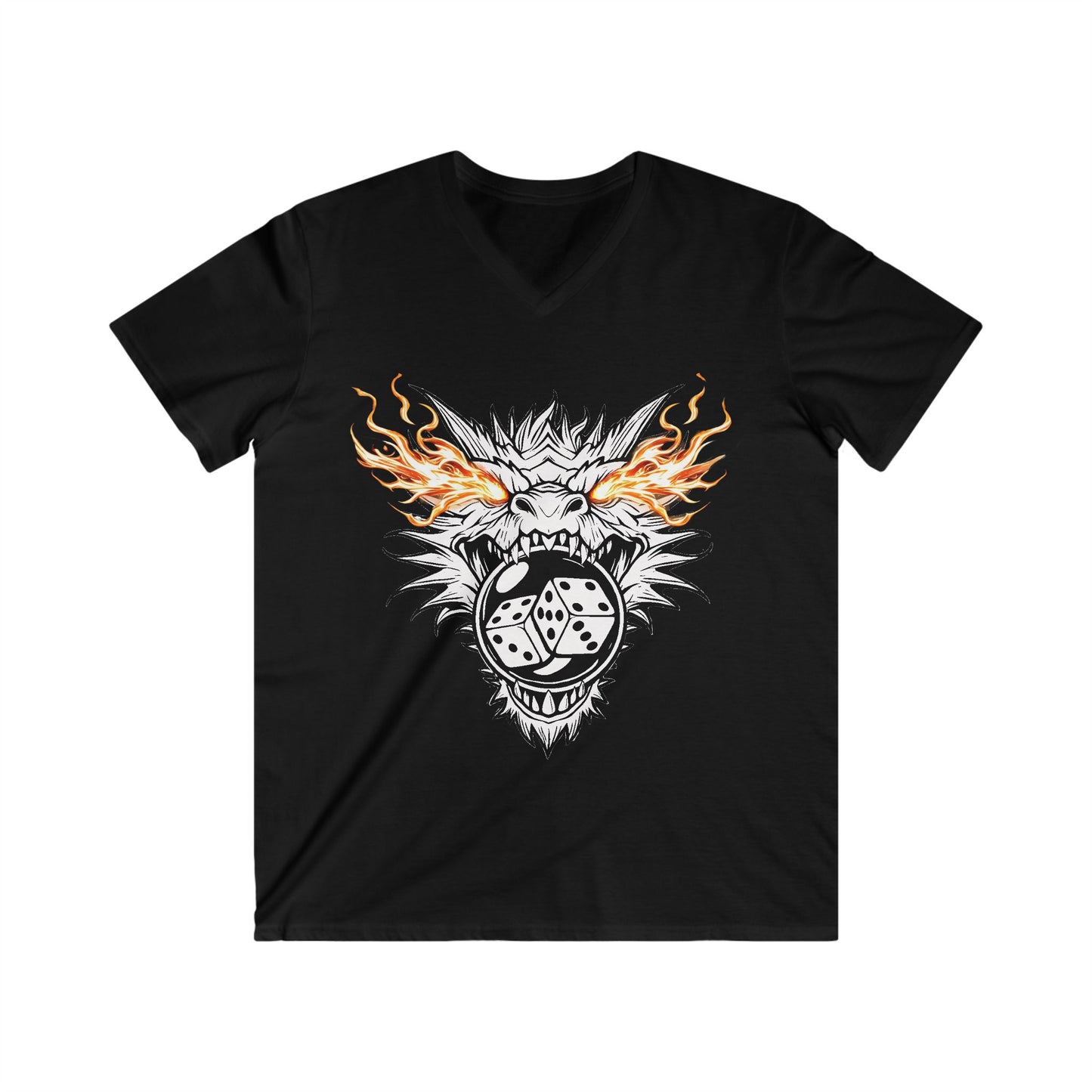 Men's Fitted V-Neck Tee - Dragon Bubble Craps Graphic T-Shirt