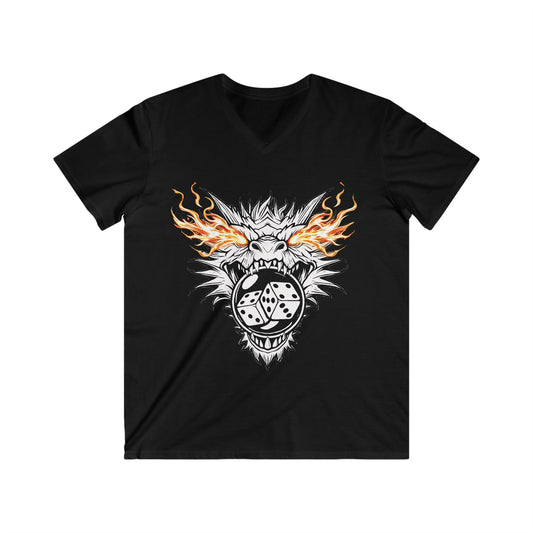 Men's Fitted V-Neck Tee - Dragon Bubble Craps Graphic T-Shirt