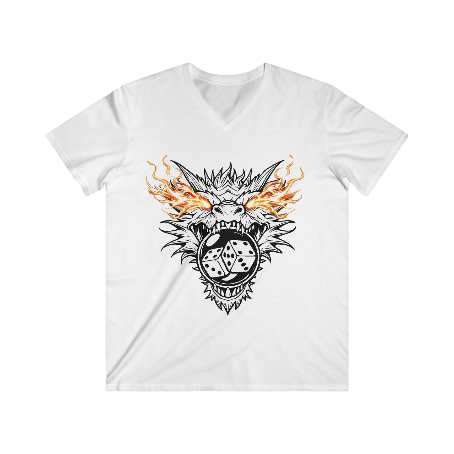 Men's Fitted V-Neck Tee - Dragon Bubble Craps Graphic T-Shirt