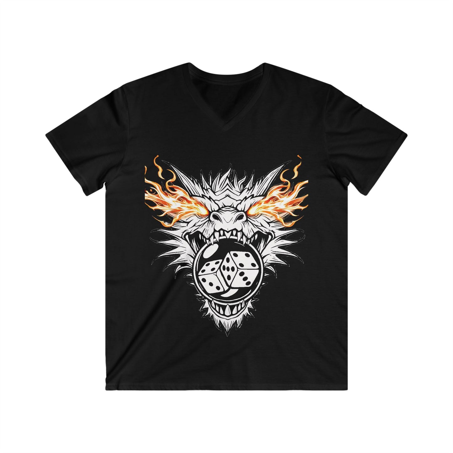 Men's Fitted V-Neck Tee - Dragon Bubble Craps FRONT Graphic T-Shirt