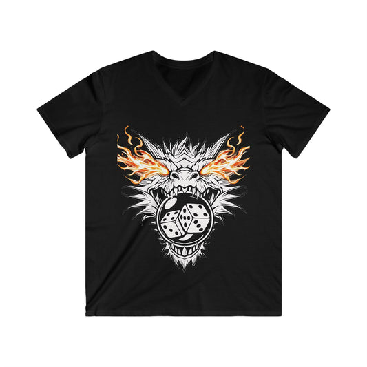 Men's Fitted V-Neck Tee - Dragon Bubble Craps FRONT Graphic T-Shirt