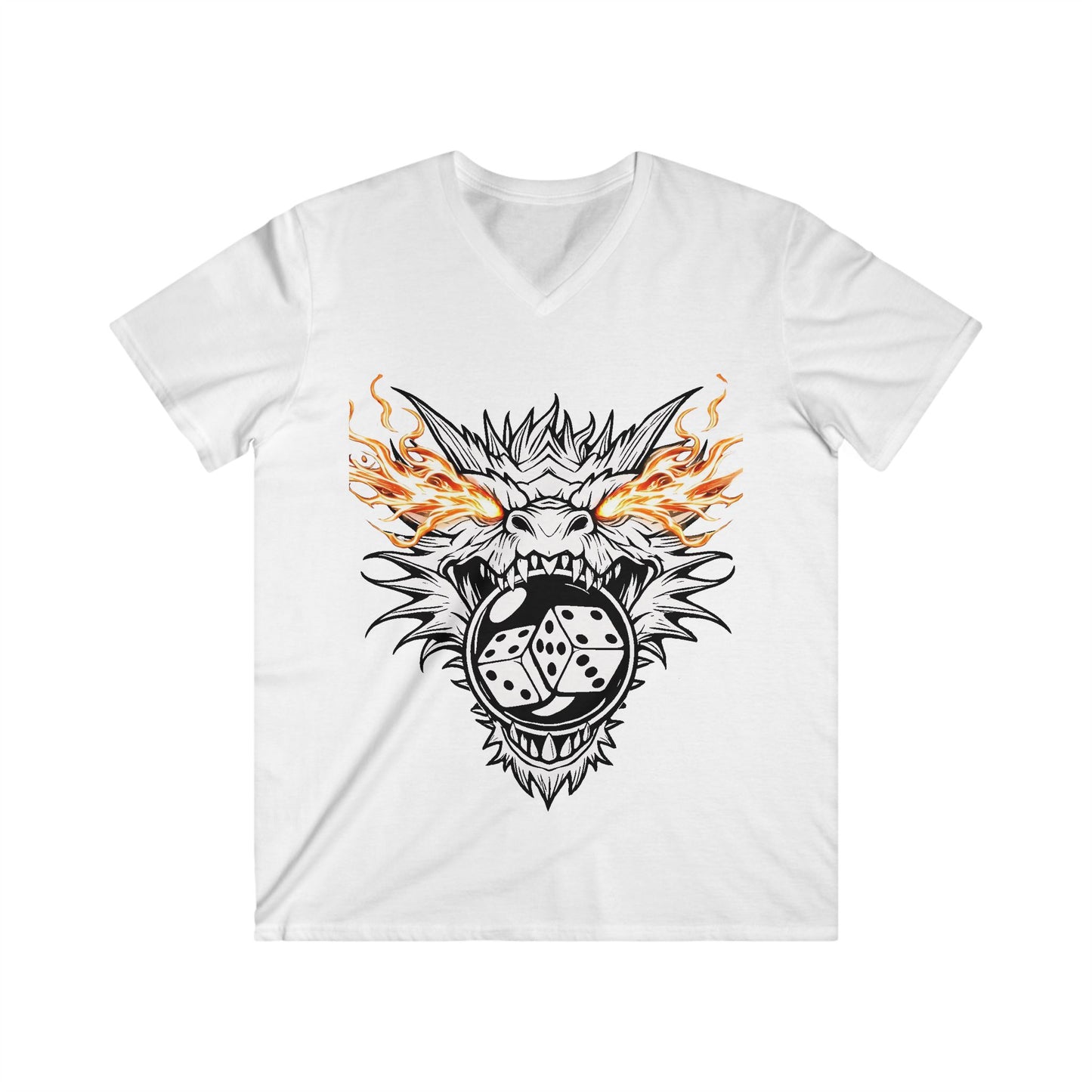 Men's Fitted V-Neck Tee - Dragon Bubble Craps FRONT Graphic T-Shirt