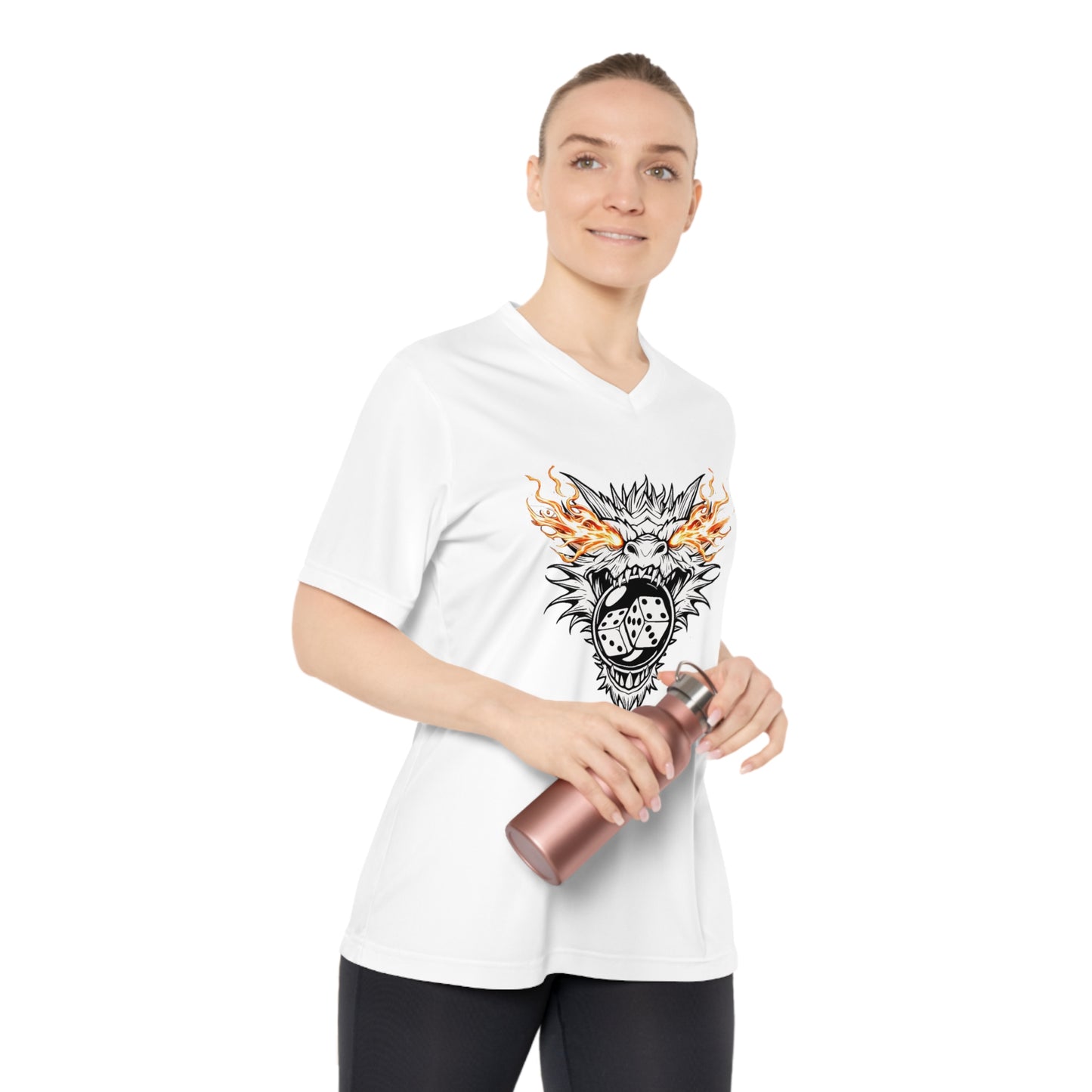 Dragon Bubble Craps Women's Performance V-Neck T-Shirt - Fun & Bold Activewear
